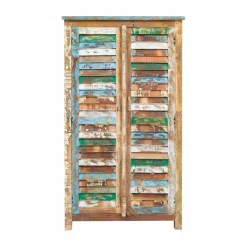 Made in Meubles Armoire à  lattes en bois coloré Ethnik