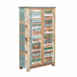 Made in Meubles Armoire à  lattes en bois coloré Ethnik