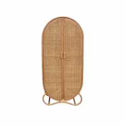 Made in Meubles Armoire arrondie en rotin 4 étagères Rim