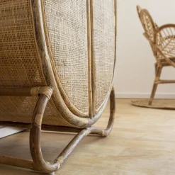 Made in Meubles Armoire arrondie en rotin 4 étagères Rim