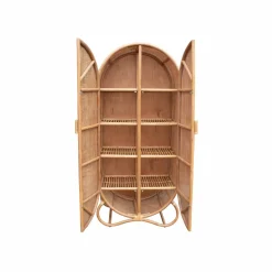 Made in Meubles Armoire arrondie en rotin 4 étagères Rim