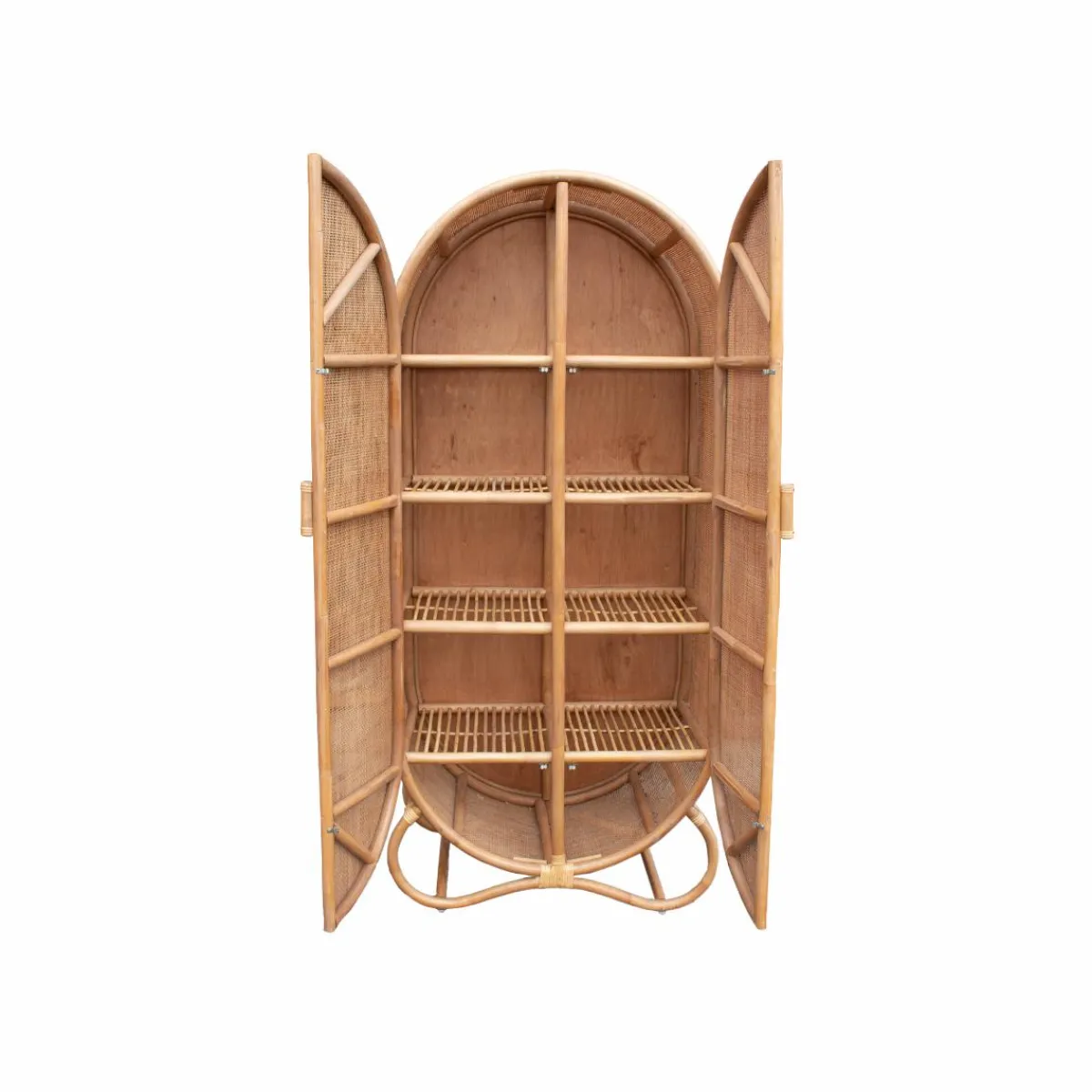 Made in Meubles Armoire arrondie en rotin 4 étagères Rim