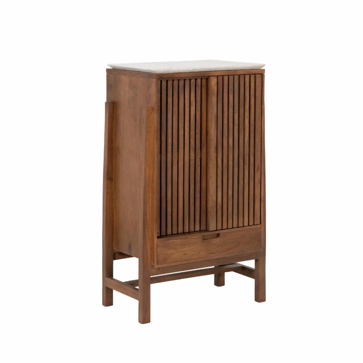 Made in Meubles Armoire en bois d'acacia et terrazzo Kaelis