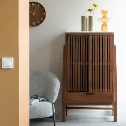 Made in Meubles Armoire en bois d'acacia et terrazzo Kaelis