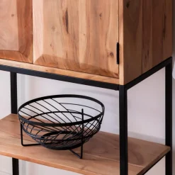 Made in Meubles Armoire en bois d'acacia et métal Ava