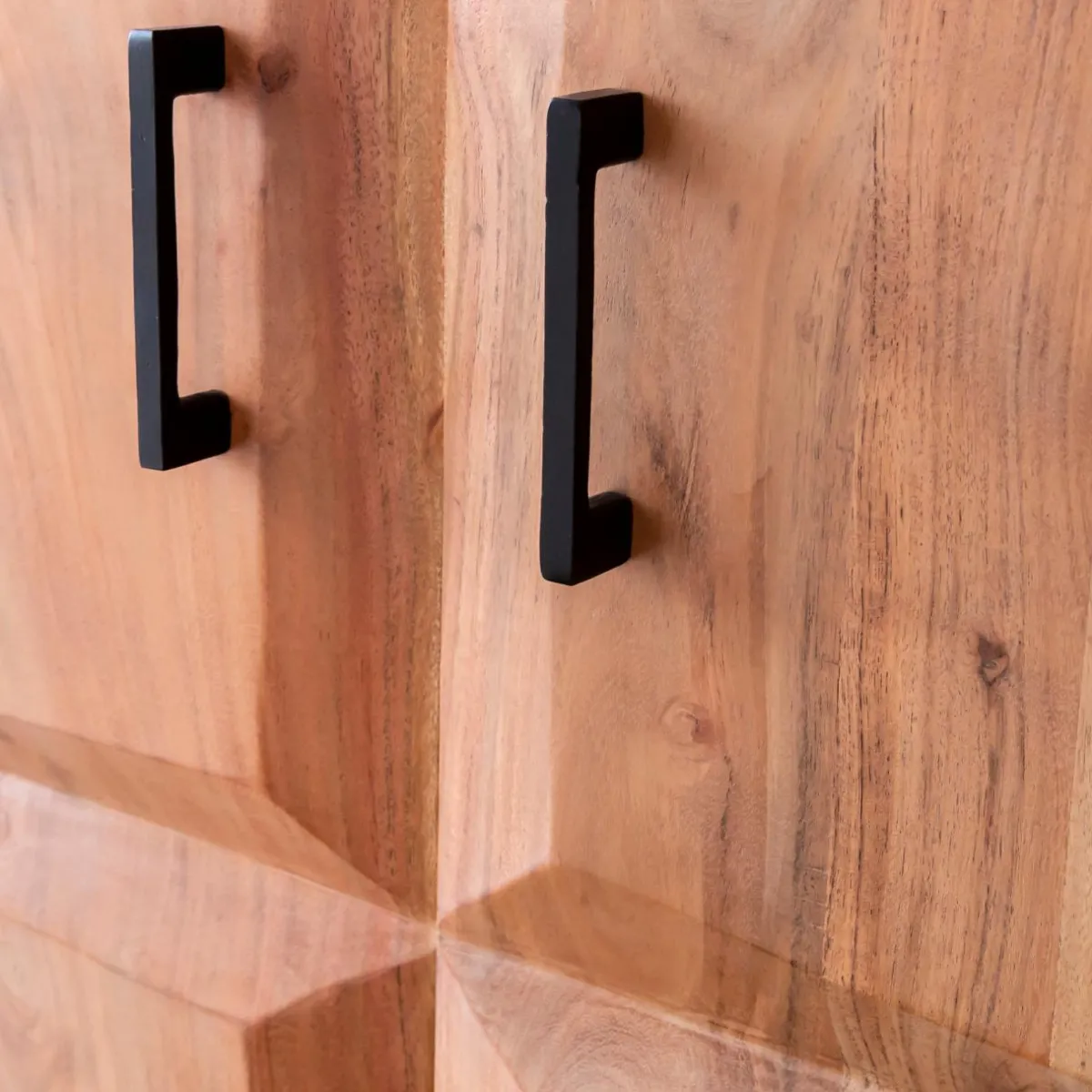 Made in Meubles Armoire en bois d'acacia et métal Ava