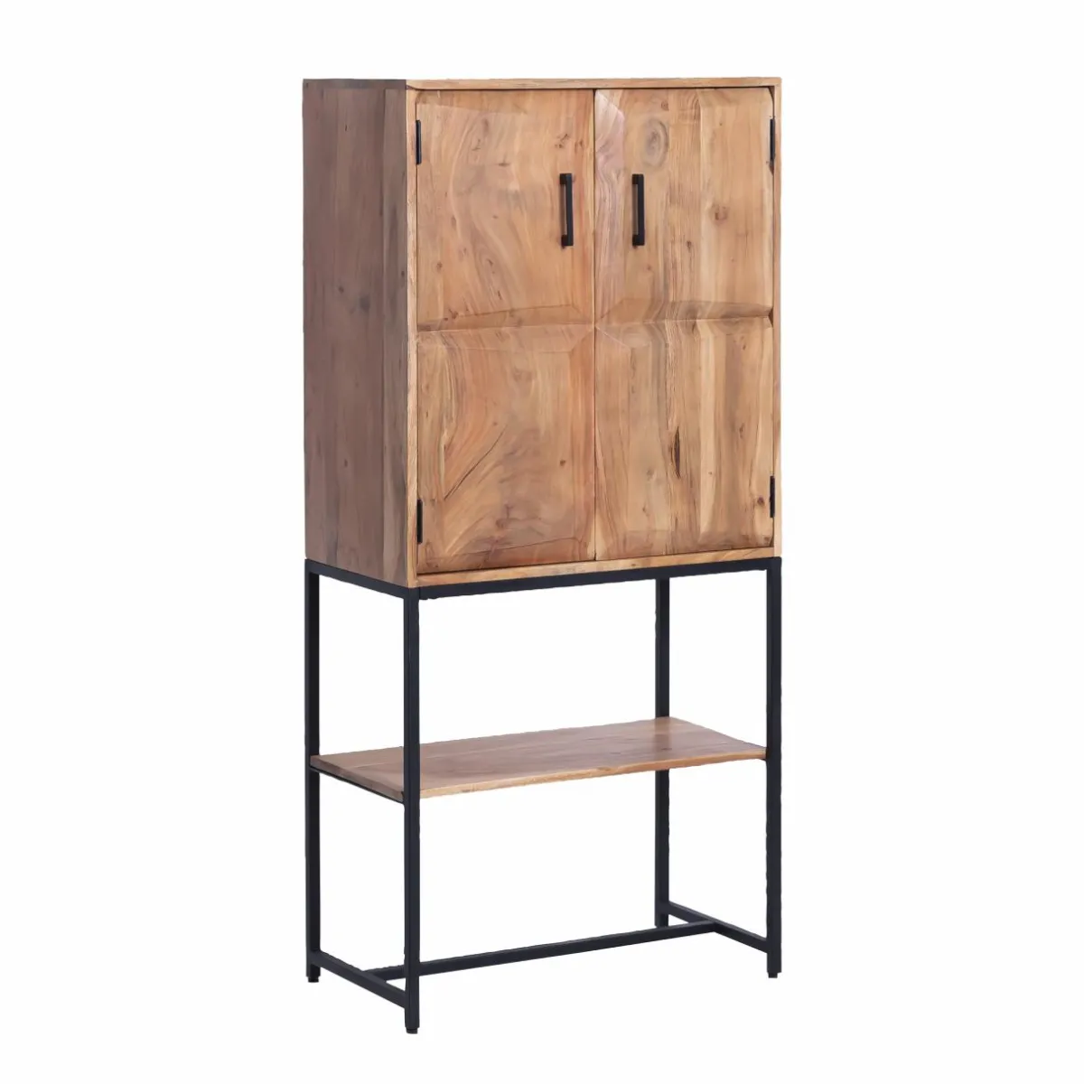 Made in Meubles Armoire en bois d'acacia et métal Ava