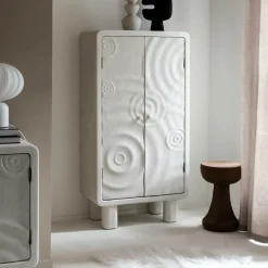 Made in Meubles Armoire en bois effet béton blanc Danaé