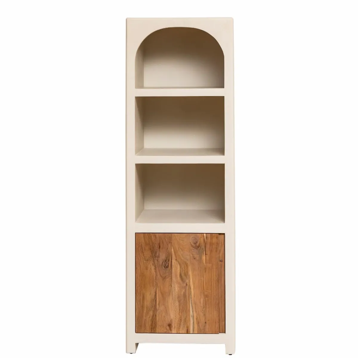 Made in Meubles Armoire en bois effet béton et bois d'acacia Dalva