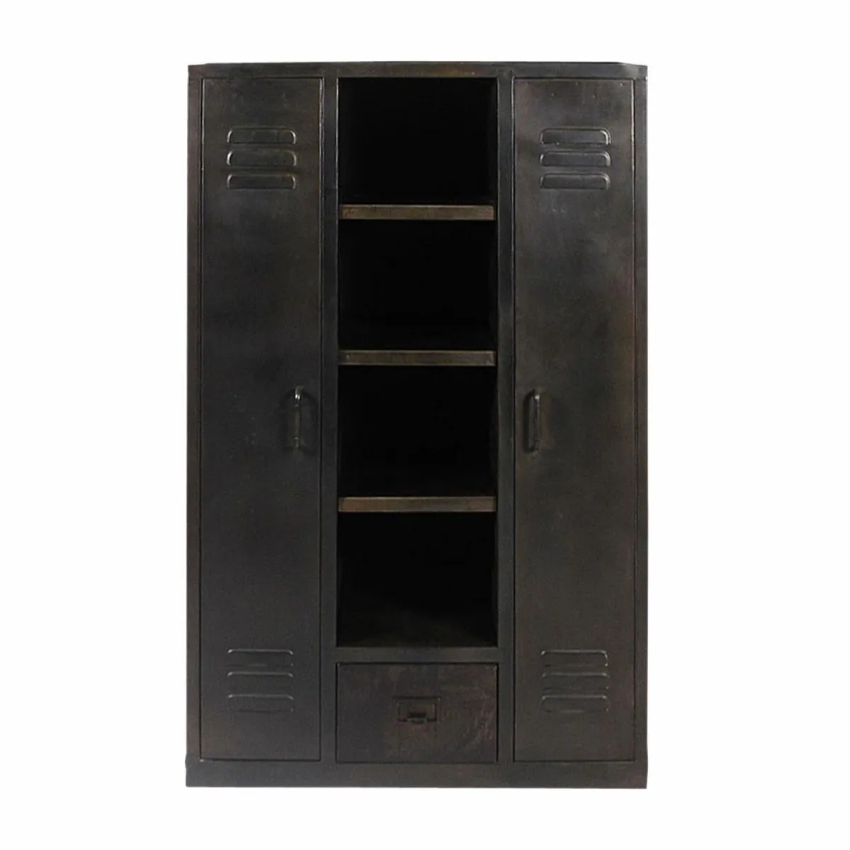 Made in Meubles Armoire en métal noir 2 portes Locker