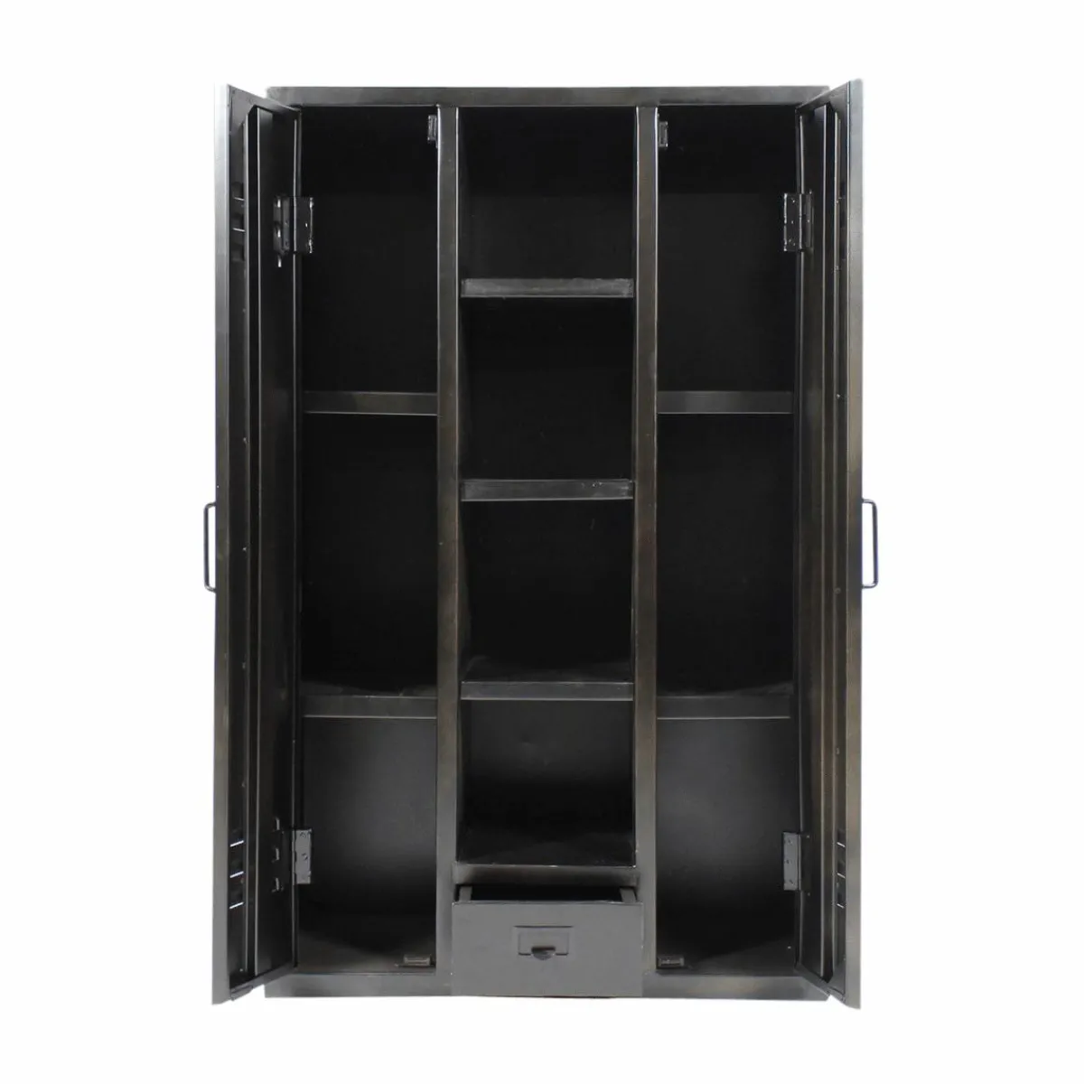 Made in Meubles Armoire en métal noir 2 portes Locker