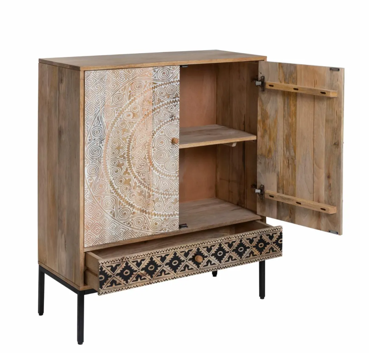 Made in Meubles Armoire sculptée en bois de manguier Marc