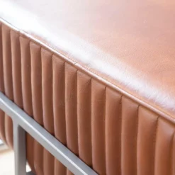 Made in Meubles Banc arrondi en cuir marron Gaby