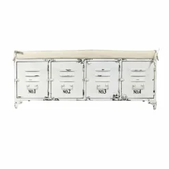 Made in Meubles Banc avec rangement en métal blanc Félicie