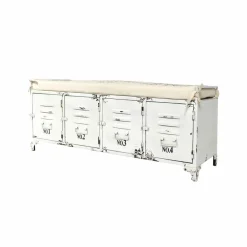 Made in Meubles Banc avec rangement en métal blanc Félicie