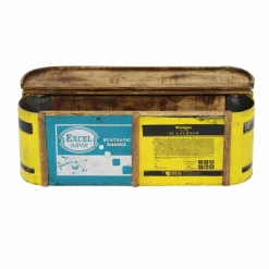 Made in Meubles Banc coffre en bois et métal recyclé Victorine