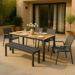 Made in Meubles Banc en aluminium gris Apollon