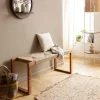 Made in Meubles Banc en bois d'acacia et laine Marietta