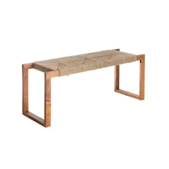 Made in Meubles Banc en bois d'acacia et laine Marietta