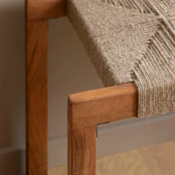 Made in Meubles Banc en bois d'acacia et laine Marietta