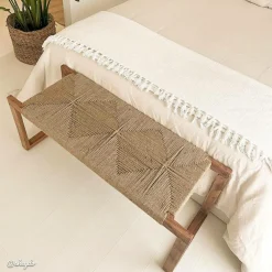 Made in Meubles Banc en bois d'acacia et laine Marietta