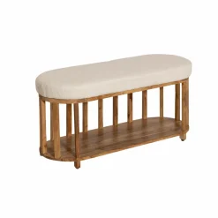 Made in Meubles Banc en bois d'acacia et tissu Orane