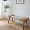 Made in Meubles Banc en bois de manguier tissage Bertille