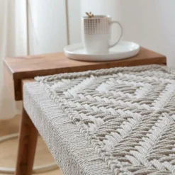 Made in Meubles Banc en bois de manguier tissage Bertille
