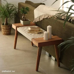 Made in Meubles Banc en bois de manguier tissage Bertille