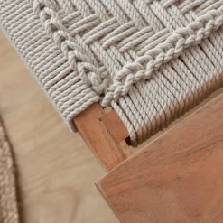 Made in Meubles Banc en bois de manguier tissage Bertille