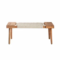 Made in Meubles Banc en bois de manguier tissage Bertille