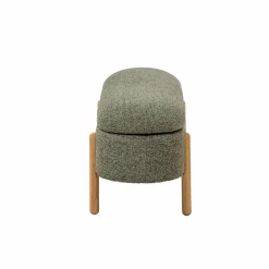 Made in Meubles Banc en bois de pin et tissu bouclette  vert Nério