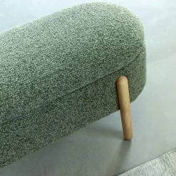 Made in Meubles Banc en bois de pin et tissu bouclette  vert Nério