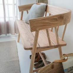 Made in Meubles Banc en bois de teck brut June