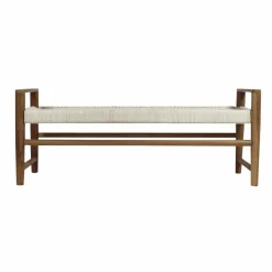 Made in Meubles Banc en bois de teck et tissu Pénélope