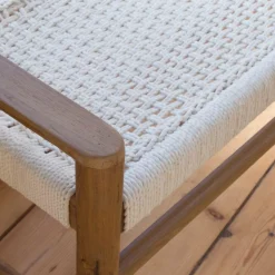 Made in Meubles Banc en bois de teck et tissu Pénélope