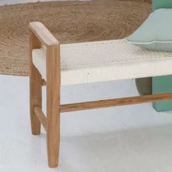 Made in Meubles Banc en bois de teck et tissu Pénélope