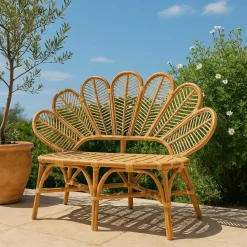 Made in Meubles Banquette fleur de jardin en rotin Rattan