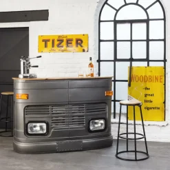 Made in Meubles Bar camion en métal gris Tata