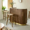 Made in Meubles Bar en bois de manguier et marbre blanc Sienne