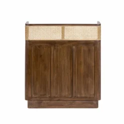 Made in Meubles Bar en bois de manguier et cannage Remick