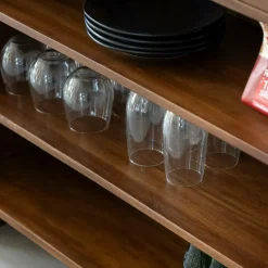 Made in Meubles Bar en bois de manguier et cannage Remick