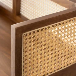 Made in Meubles Bar en bois de manguier et cannage Remick