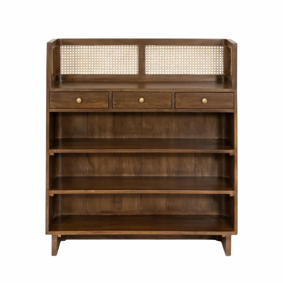 Made in Meubles Bar en bois de manguier et cannage Remick