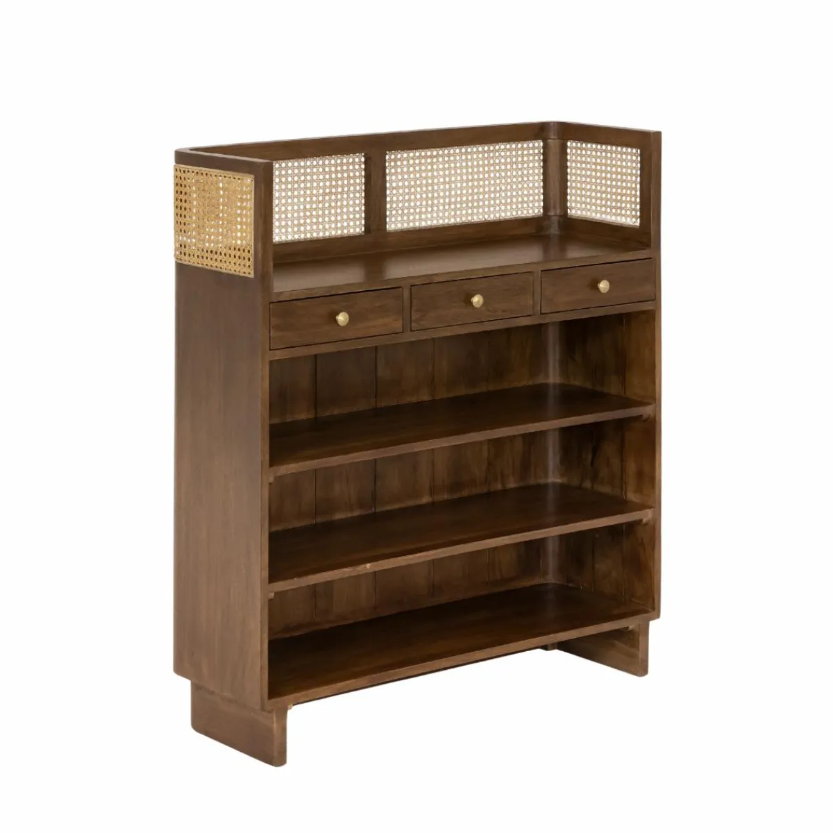 Made in Meubles Bar en bois de manguier et cannage Remick