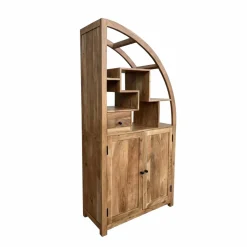 Made in Meubles Bibliothèque asymétrique en bois d'acacia Nathan