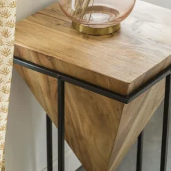 Made in Meubles Bout de canapé en bois d'acacia et métal Roméo