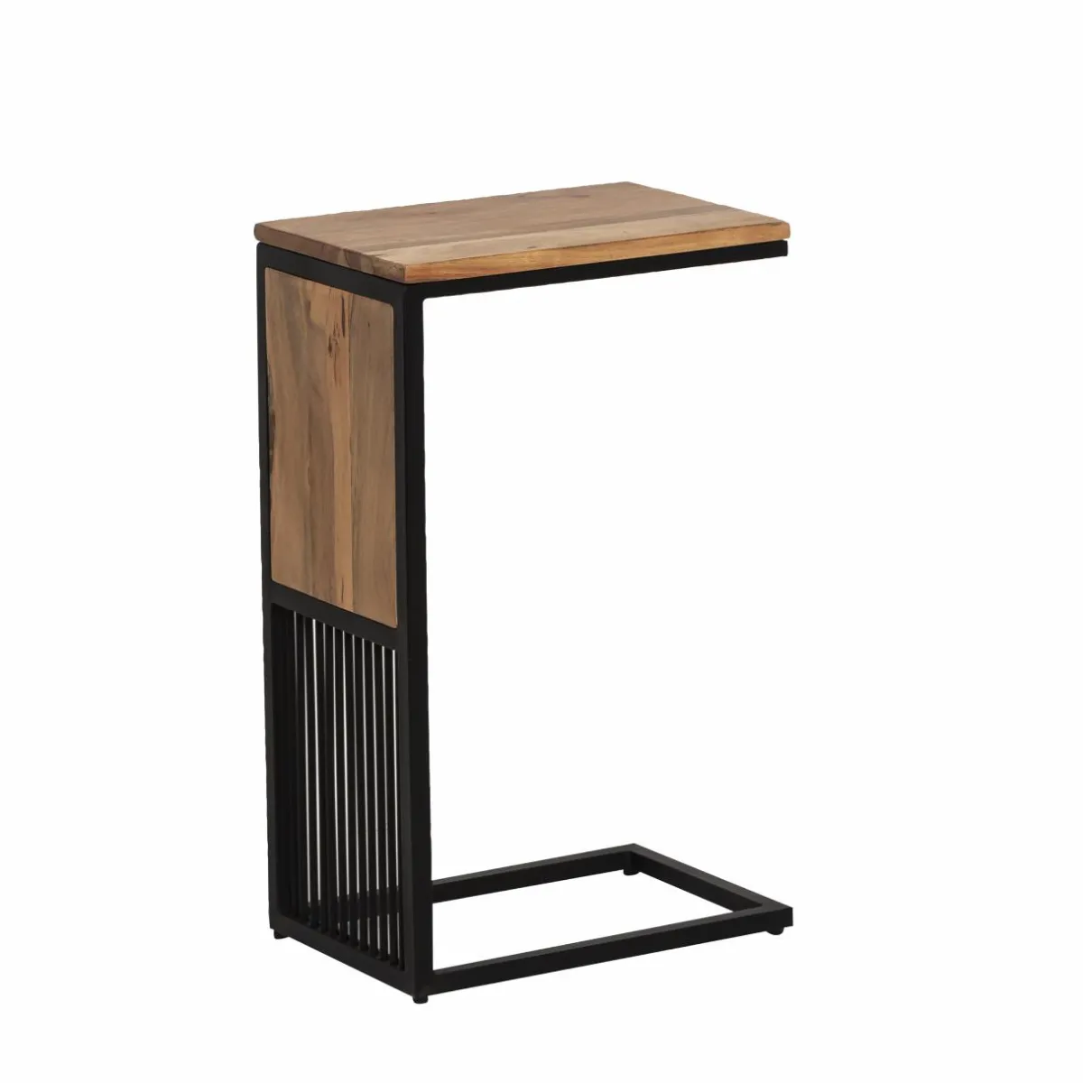 Made in Meubles Bout de canapé en bois d'acacia et métal Mattia