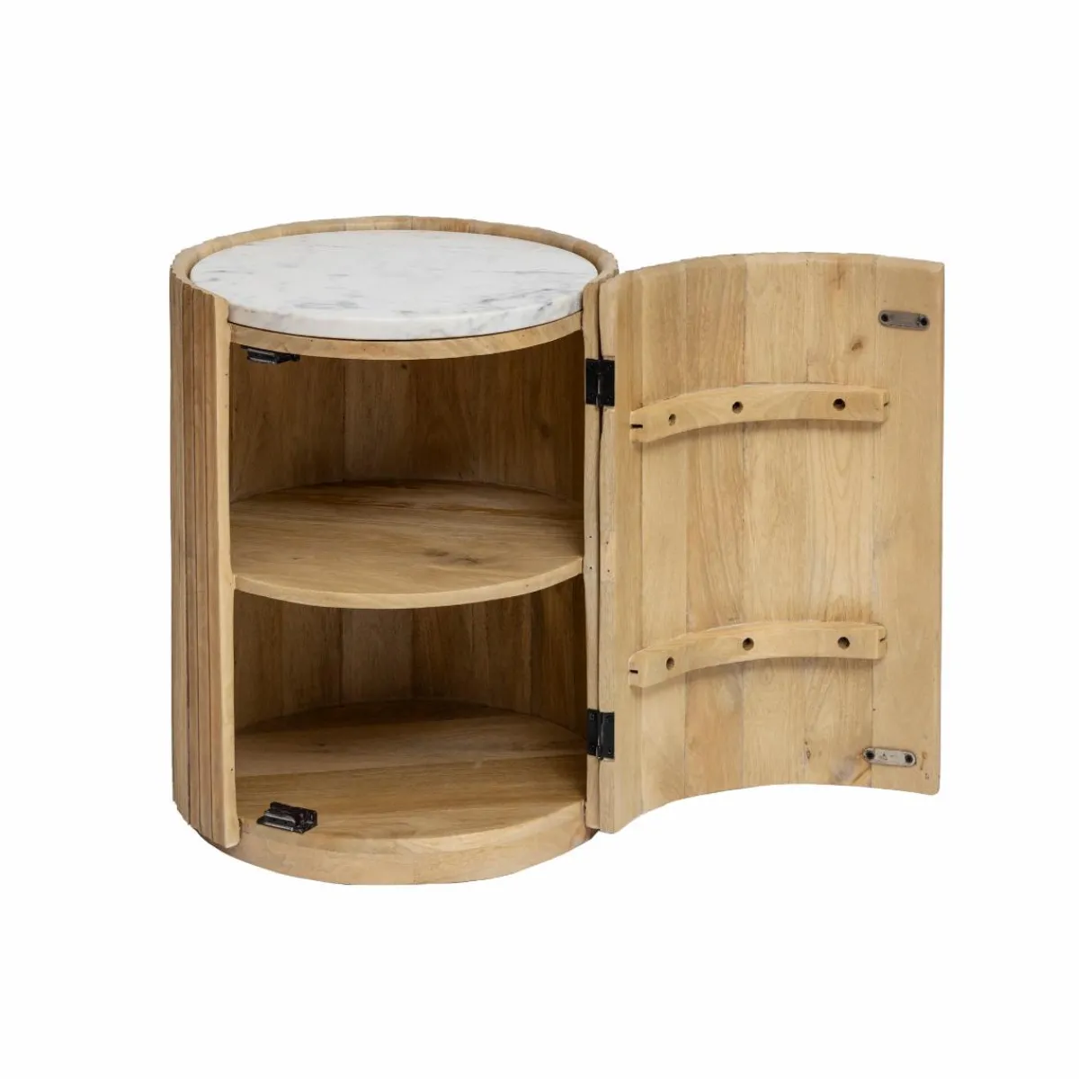 Made in Meubles Bout de canapé en bois de manguier et marbre Moana