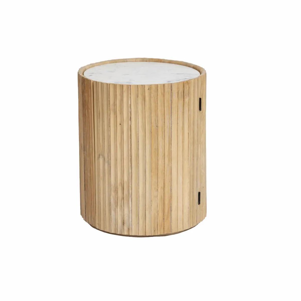 Made in Meubles Bout de canapé en bois de manguier et marbre Moana